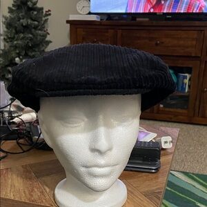 Black Corduroy Flat Cap